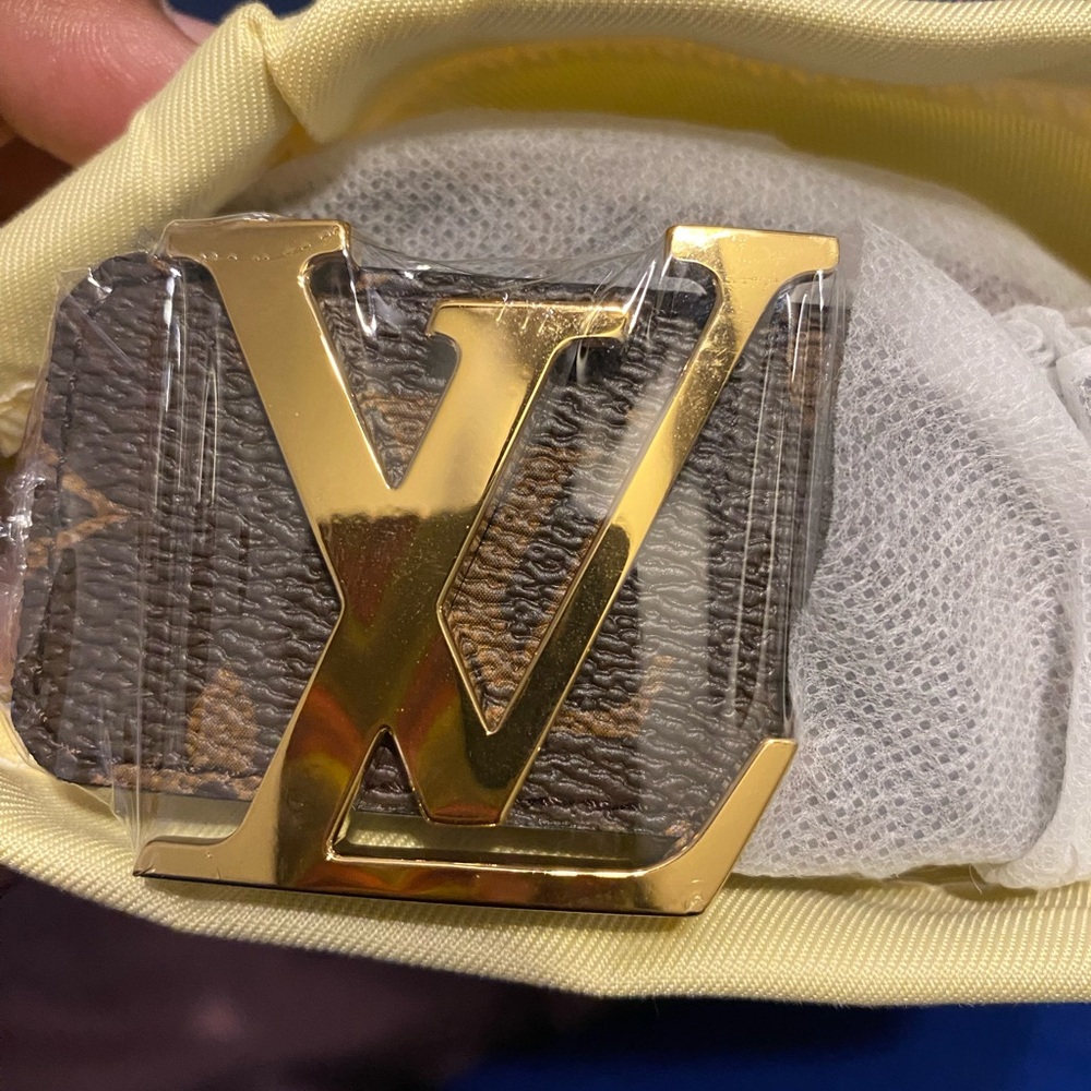 Louis Vuitton Brown Monogram Belt with Gold Accent